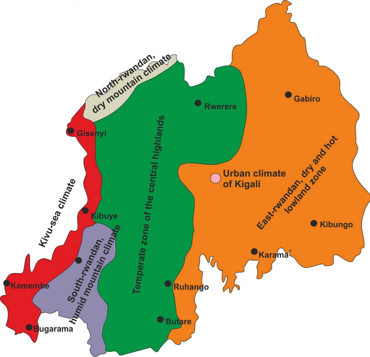 نقشہ روانڈا کی آب و ہوا