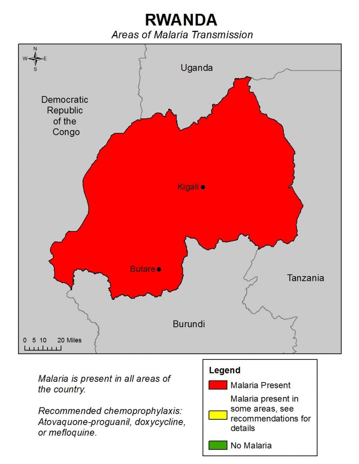 نقشہ روانڈا کے ملیریا