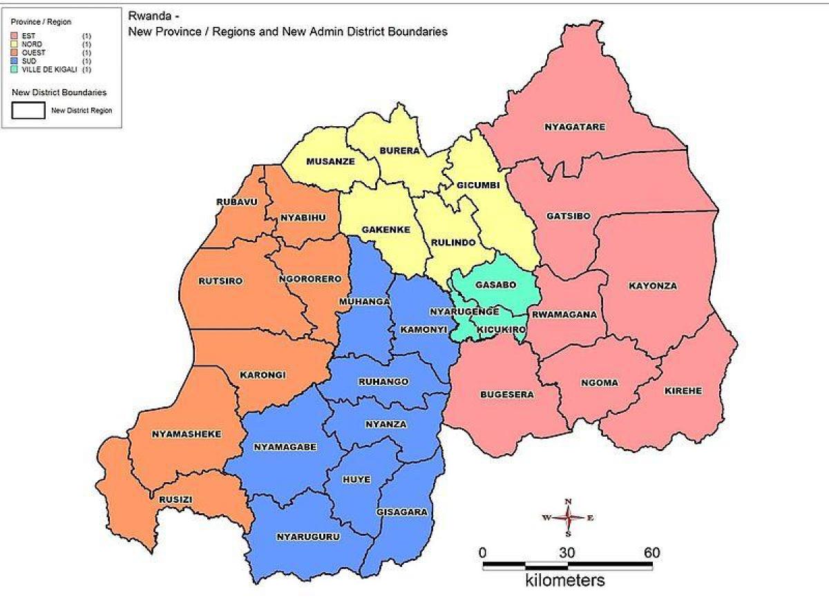 نقشہ روانڈا کے شعبوں