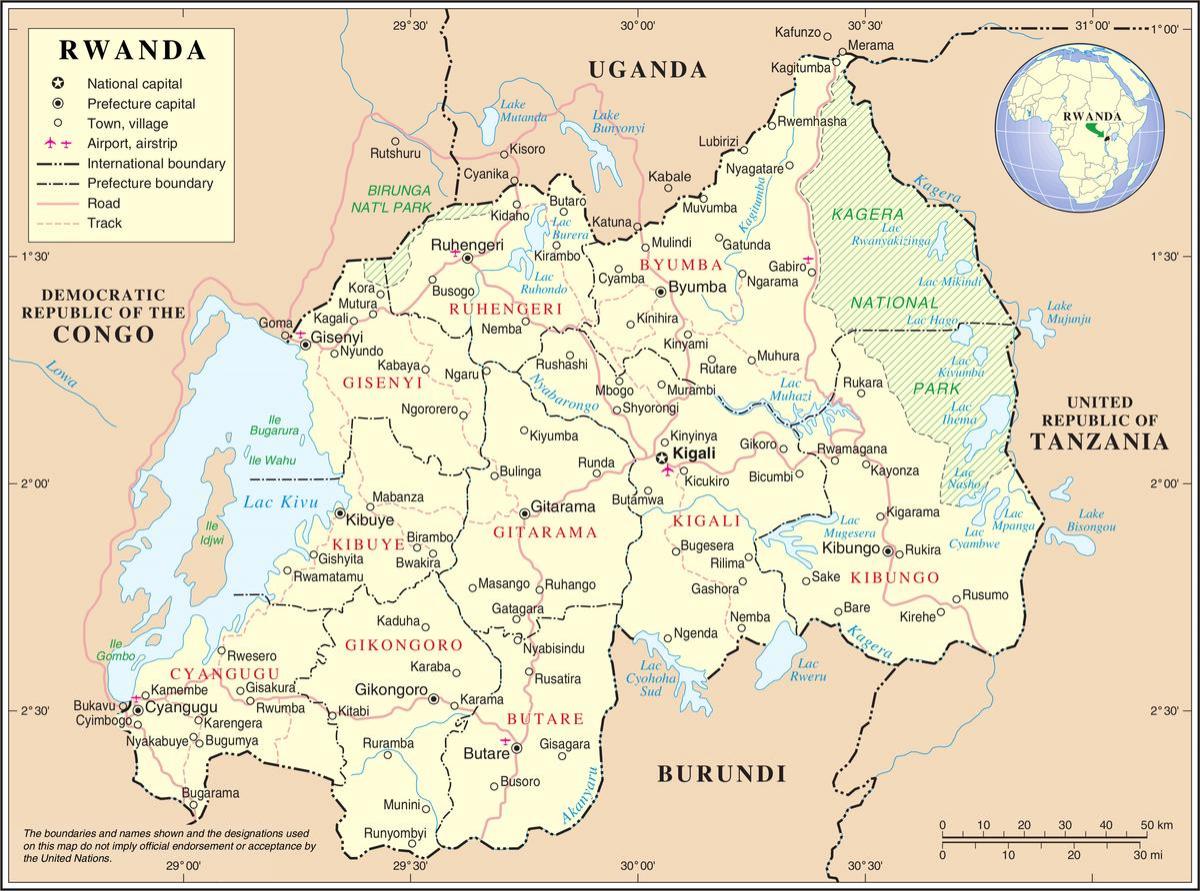 کا نقشہ نقشہ روانڈا کے ارد گرد کے ممالک